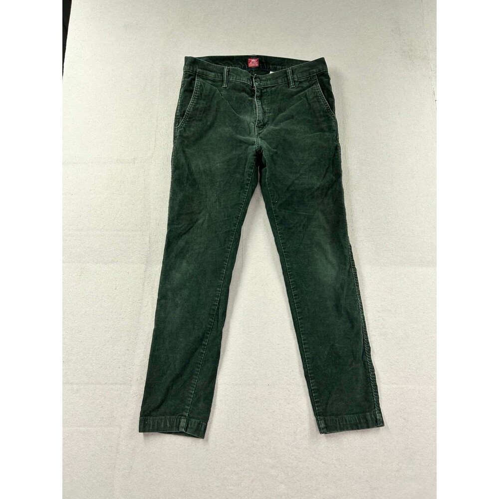 Levis XX Chino Standard Taper Pants Mens 33x32 Dark Green Corduroy Stretch